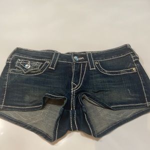 True religion crystal denim shorts